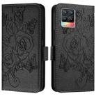 For Realme 8 4G / 8 Pro 4G Embossed Rose RFID Anti-theft Leather Phone Case(Black) - 2