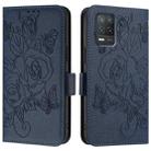 For Realme 8 5G / 9 5G Indian Embossed Rose RFID Anti-theft Leather Phone Case(Dark Blue) - 2