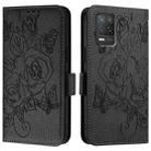 For Realme 8 5G / 9 5G Indian Embossed Rose RFID Anti-theft Leather Phone Case(Black) - 2