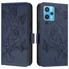 For Realme 9 Pro+ 5G / 9 4G Global Embossed Rose RFID Anti-theft Leather Phone Case(Dark Blue) - 2