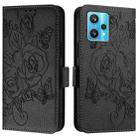 For Realme 9 Pro+ 5G / 9 4G Global Embossed Rose RFID Anti-theft Leather Phone Case(Black) - 2