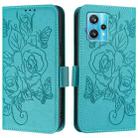 For Realme Narzo 50 Pro 5G Embossed Rose RFID Anti-theft Leather Phone Case(Light Blue) - 2