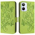 For Realme 10 4G Global Embossed Rose RFID Anti-theft Leather Phone Case(Green) - 2