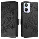 For Realme 10 4G Global Embossed Rose RFID Anti-theft Leather Phone Case(Black) - 2