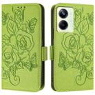 For Realme 10 Pro 5G Embossed Rose RFID Anti-theft Leather Phone Case(Green) - 2