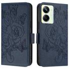 For Realme 10 Pro 5G Embossed Rose RFID Anti-theft Leather Phone Case(Dark Blue) - 2