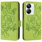 For Realme 10 Pro+ 5G Embossed Rose RFID Anti-theft Leather Phone Case(Green) - 2