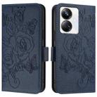 For Realme 10 Pro+ 5G Embossed Rose RFID Anti-theft Leather Phone Case(Dark Blue) - 2