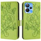 For Realme 10T 5G / 10s 5G / 9i 5G Indian Embossed Rose RFID Anti-theft Leather Phone Case(Green) - 2