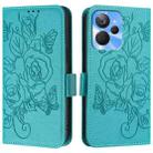 For Realme 10T 5G / 10s 5G / 9i 5G Indian Embossed Rose RFID Anti-theft Leather Phone Case(Light Blue) - 2