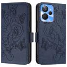 For Realme 10T 5G / 10s 5G / 9i 5G Indian Embossed Rose RFID Anti-theft Leather Phone Case(Dark Blue) - 2