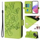 For Realme 11 4G Global Embossed Rose RFID Anti-theft Leather Phone Case(Green) - 1