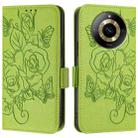 For Realme 11 4G Global Embossed Rose RFID Anti-theft Leather Phone Case(Green) - 2