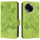 For Realme 11 5G Global / 11X 5G Embossed Rose RFID Anti-theft Leather Phone Case(Green) - 2