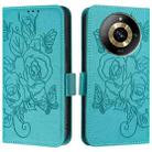 For Realme Narzo 60 Pro Embossed Rose RFID Anti-theft Leather Phone Case(Light Blue) - 2