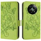 For Realme 12 5G Embossed Rose RFID Anti-theft Leather Phone Case(Green) - 2