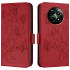 For Realme 12 5G Embossed Rose RFID Anti-theft Leather Phone Case(Red) - 2