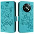 For Realme 12 5G Embossed Rose RFID Anti-theft Leather Phone Case(Light Blue) - 2