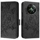 For Realme 12 5G Embossed Rose RFID Anti-theft Leather Phone Case(Black) - 2