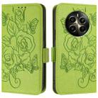 For Realme 12+ 5G / Narzo 70 Pro 5G Indian Embossed Rose RFID Anti-theft Leather Phone Case(Green) - 2