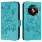 For Realme 12+ 5G / Narzo 70 Pro 5G Indian Embossed Rose RFID Anti-theft Leather Phone Case(Light Blue) - 2