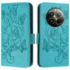 For Realme 12 Pro 5G / 12 Pro+ 5G Embossed Rose RFID Anti-theft Leather Phone Case(Light Blue) - 2