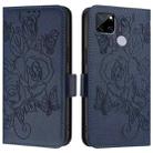 For Realme C25 / C15 / C12 / C25s / 7i Embossed Rose RFID Anti-theft Leather Phone Case(Dark Blue) - 2