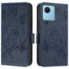 For Realme C30 4G / Narzo 50i Prime / C30s Embossed Rose RFID Anti-theft Leather Phone Case(Dark Blue) - 2