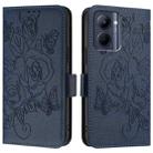 For Realme C33 2022 / C33 2023 Global Embossed Rose RFID Anti-theft Leather Phone Case(Dark Blue) - 2