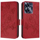 For Realme C55 4G Global / Narzo N55 Embossed Rose RFID Anti-theft Leather Phone Case(Red) - 2