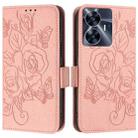 For Realme C55 4G Global / Narzo N55 Embossed Rose RFID Anti-theft Leather Phone Case(Pink) - 2