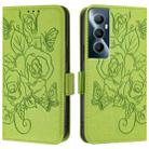 For Realme C65 4G Global Embossed Rose RFID Anti-theft Leather Phone Case(Green) - 2