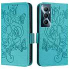 For Realme C65 4G Global Embossed Rose RFID Anti-theft Leather Phone Case(Light Blue) - 2