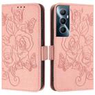 For Realme C65 4G Global Embossed Rose RFID Anti-theft Leather Phone Case(Pink) - 2