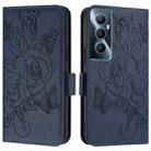 For Realme C65 4G Global Embossed Rose RFID Anti-theft Leather Phone Case(Dark Blue) - 2