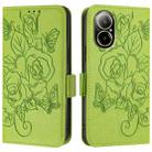 For Realme C67 4G Global Embossed Rose RFID Anti-theft Leather Phone Case(Green) - 2