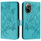 For Realme C67 4G Global Embossed Rose RFID Anti-theft Leather Phone Case(Light Blue) - 2
