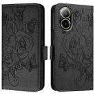 For Realme C67 4G Global Embossed Rose RFID Anti-theft Leather Phone Case(Black) - 2