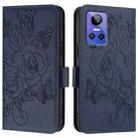 For Realme GT Neo 3 Embossed Rose RFID Anti-theft Leather Phone Case(Dark Blue) - 2