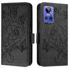 For Realme GT Neo 3 Embossed Rose RFID Anti-theft Leather Phone Case(Black) - 2