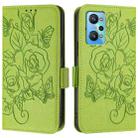 For Realme GT Neo 3T Embossed Rose RFID Anti-theft Leather Phone Case(Green) - 2