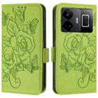 For Realme GT3 5G / GT Neo 5 240W Embossed Rose RFID Anti-theft Leather Phone Case(Green) - 2