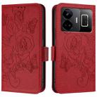 For Realme GT3 5G / GT Neo 5 240W Embossed Rose RFID Anti-theft Leather Phone Case(Red) - 2