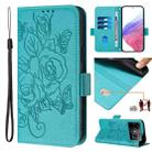 For Realme GT3 5G / GT Neo 5 240W Embossed Rose RFID Anti-theft Leather Phone Case(Light Blue) - 1