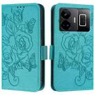 For Realme GT3 5G / GT Neo 5 240W Embossed Rose RFID Anti-theft Leather Phone Case(Light Blue) - 2