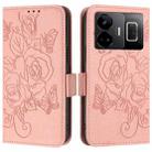 For Realme GT3 5G / GT Neo 5 240W Embossed Rose RFID Anti-theft Leather Phone Case(Pink) - 2