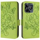 For Realme Note 50 4G / C51 4G / C53 4G Embossed Rose RFID Anti-theft Leather Phone Case(Green) - 2