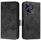 For Realme Note 50 4G / C51 4G / C53 4G Embossed Rose RFID Anti-theft Leather Phone Case(Black) - 2