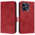 For Realme Narzo N53 4G Embossed Rose RFID Anti-theft Leather Phone Case(Red) - 2