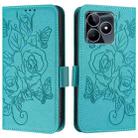 For Realme Narzo N53 4G Embossed Rose RFID Anti-theft Leather Phone Case(Light Blue) - 2